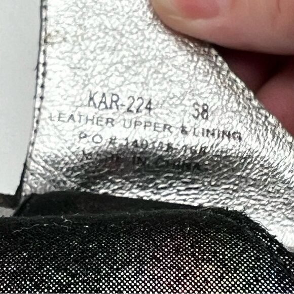 Alegria Karmen Black Metallic Rainbow Leather Slip On Slide Platform Sandals 38 - Picture 12 of 13